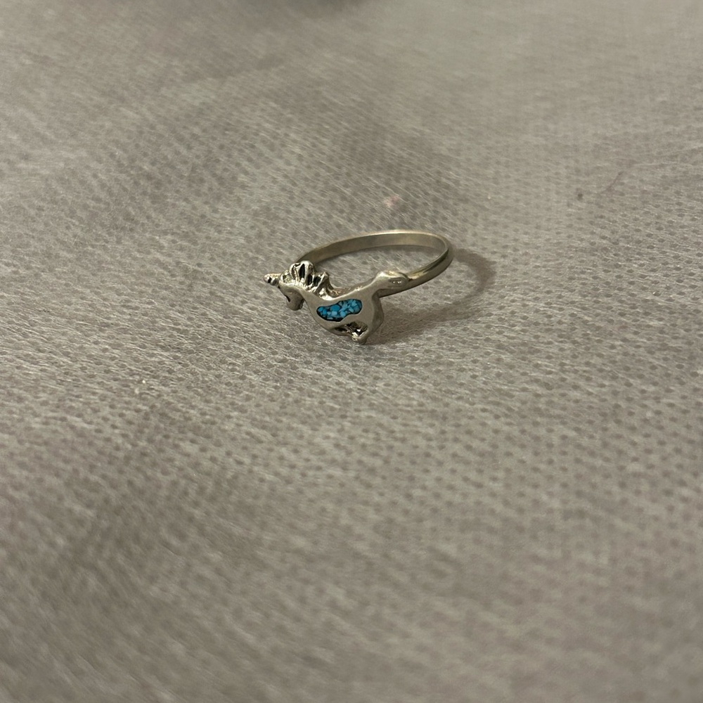 Silver and turquoise unicorn ring